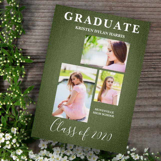 Têxtil de Colagem de Três Fotos Verde (Criador carregado)