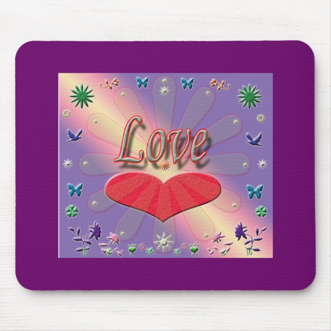 Texto de amor/com gráfico colorido. Mousepad (Frente)