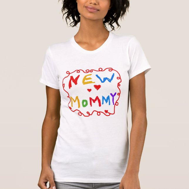 Texto de Cores Primárias Novas Camisetas de Mamães (Frente)