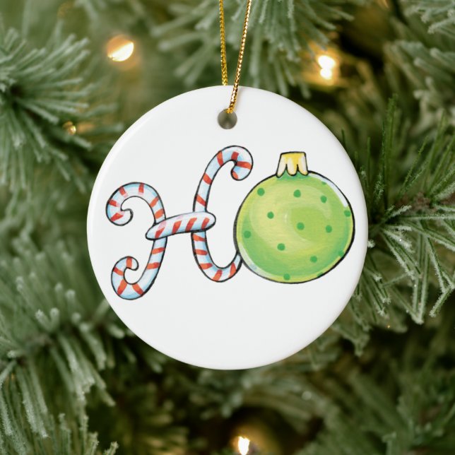 Texto de Natal Fofo, Ho em Ornamentos de Bengalas  (Árvore)