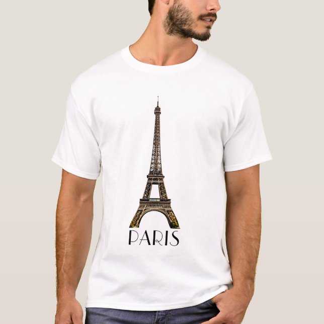 Texto de Paris com o T-Shirt Torre Eiffel (Frente)