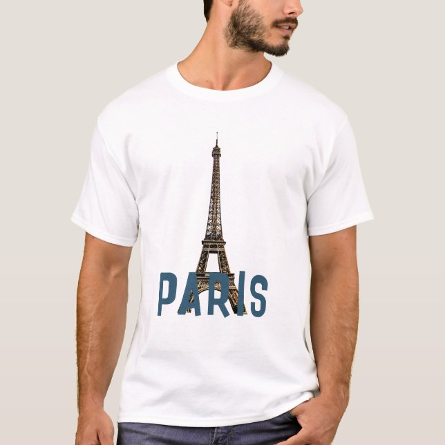 Texto de Paris com o T-Shirt Torre Eiffel (Frente)