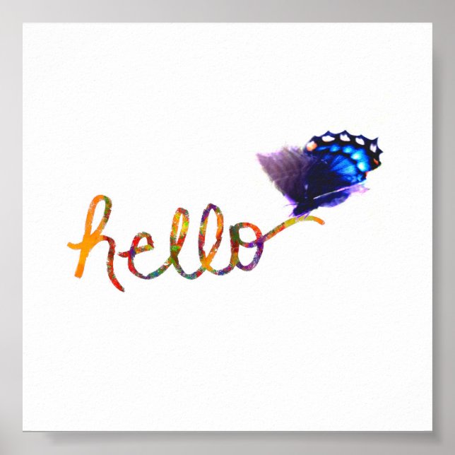 texto de saudação de poster quadrado com borboleta (Frente)