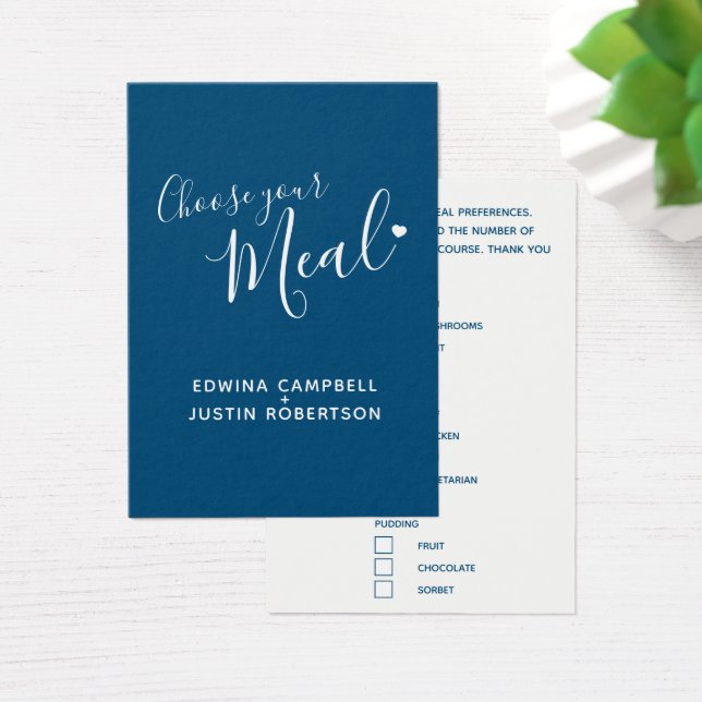 Texto de seleção de refeição de casamento - cartõe (Mesa)