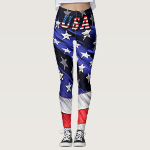 Texto de Sinalizador EUA com Leggings de Sinalizad
