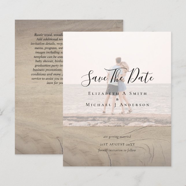 Texto de Sobreposição de Foto Moderna SALVAR DATAS (Frente/Verso)