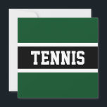 Texto de TÊNIS Verde de esporte divertido<br><div class="desc">Este design desportivo elegante apresenta letras grandes e fortes,  clássicas,  dentro a,  uma faixa preta larga,  com listras brancas,  num fundo verde de Verão profundo,  com "TÊNIS" soletrado em frente e no centro. Torne-o seu: As cores e o texto neste design podem ser personalizados.</div>
