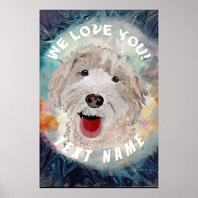 &Texto do Cachorro Labradoodle com poster (Frente)