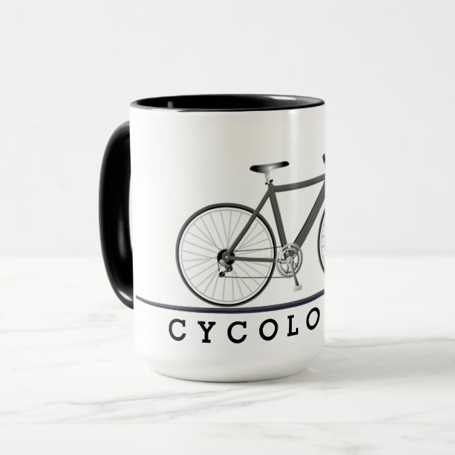 Texto do cicologista com caneca de bicicleta de ci (Frente Esquerda)