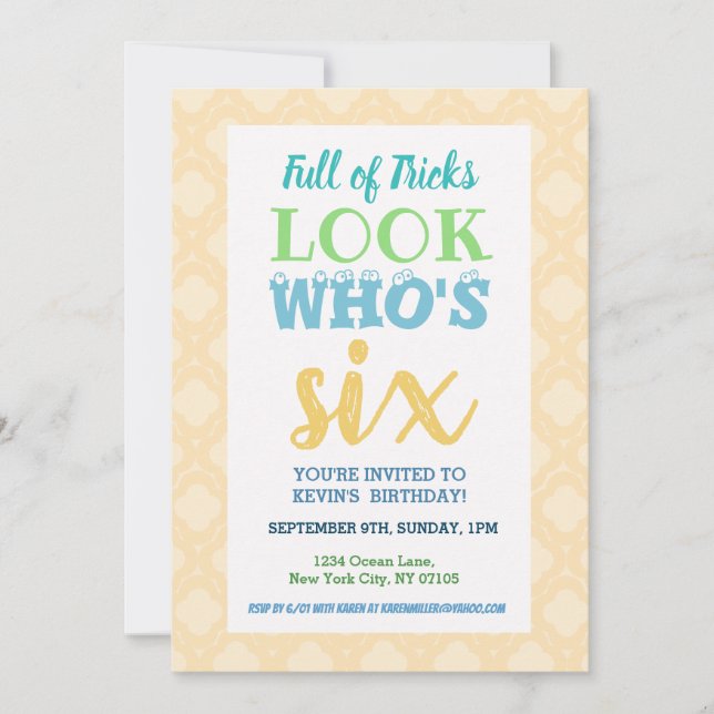 Texto do Convite de Aniversário do 6 (Frente)