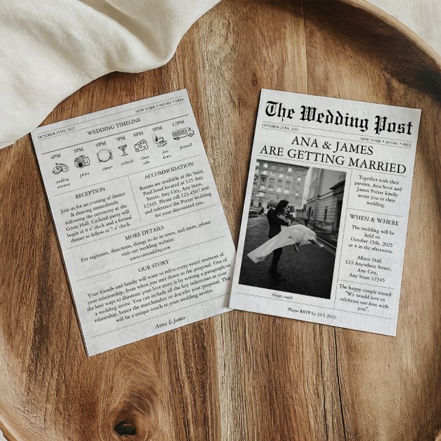 Texto do Convite para Casamento de Jornais Cronogr (Criador carregado)