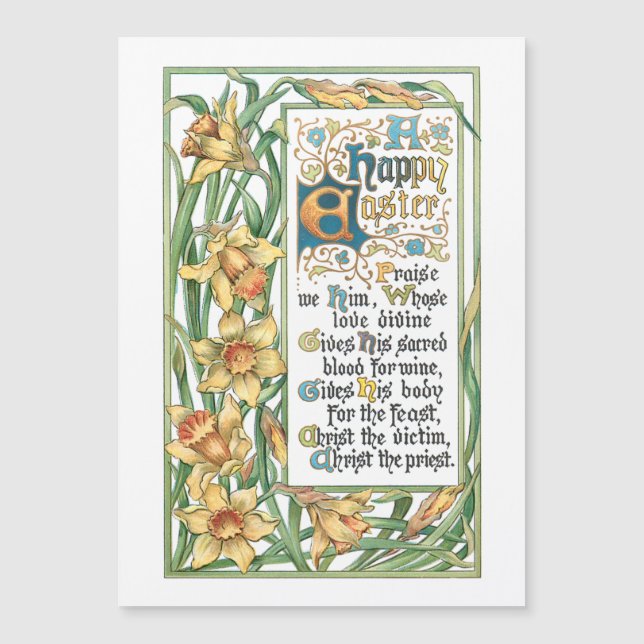 Texto do Ornamentado do Vintage com Daffodils (Frente)