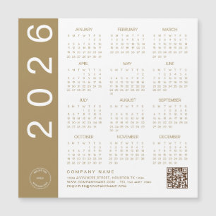 Texto Dourado do Calendário 2026 QR Code Logotipo 