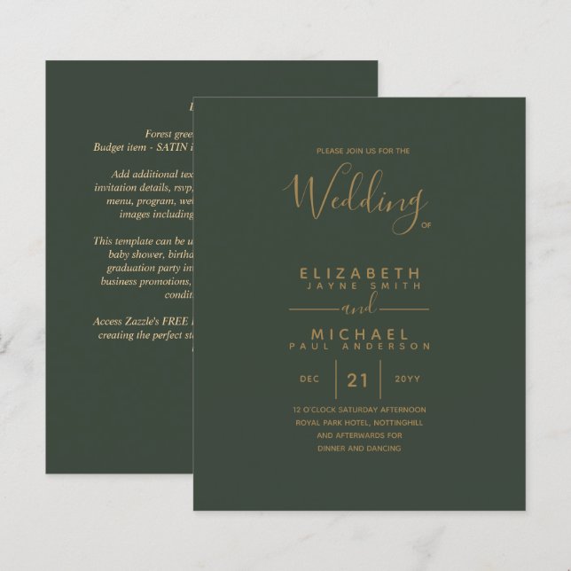 Texto Dourado monocromático monocromático Elegante (Frente/Verso)