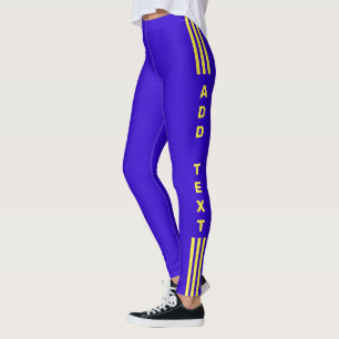 Texto e Cores Personalizados de Leggings Azuis de