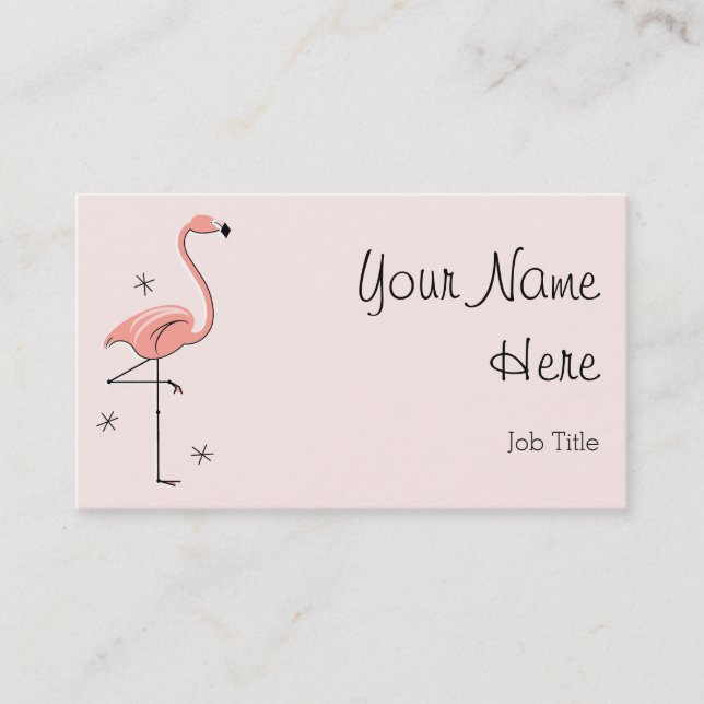 Texto Flamingo cor-de-rosa cartão de visita (Frente)