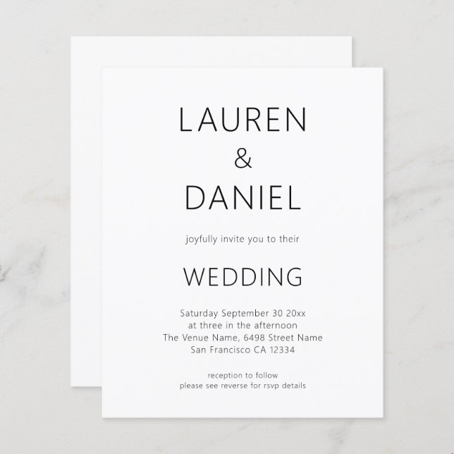 Texto Minimalista do Orçamento Código QR Casamento (Frente/Verso)