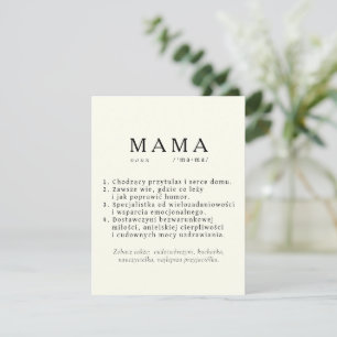 Texto personalizado Cartão de Mãe polonês - Defini