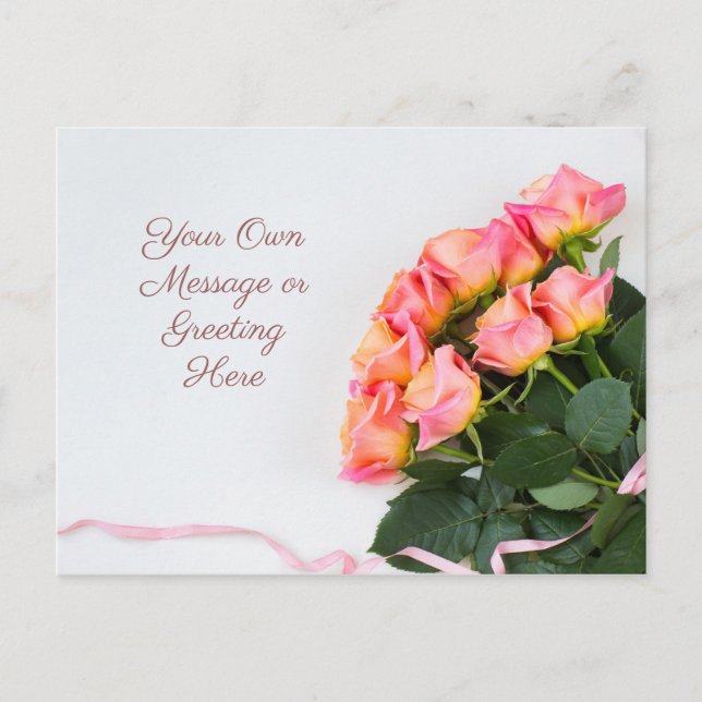texto personalizado cartão postal Rosas (Frente)