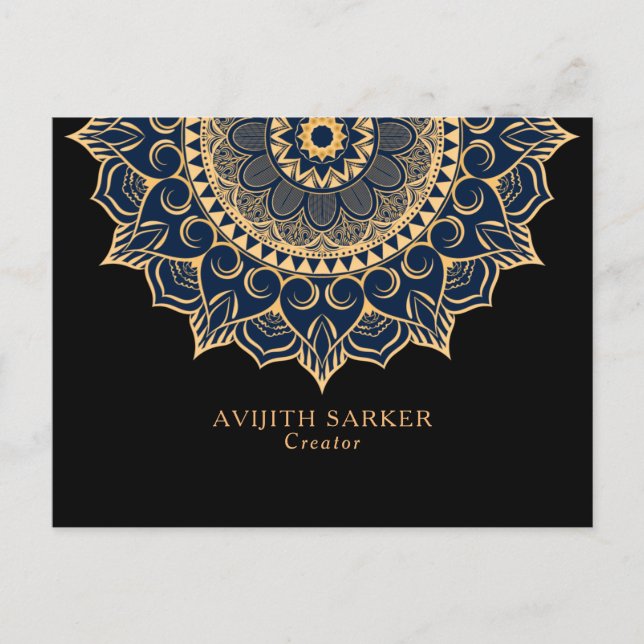 Texto Personalizado com cartão postal de mandala d (Frente)