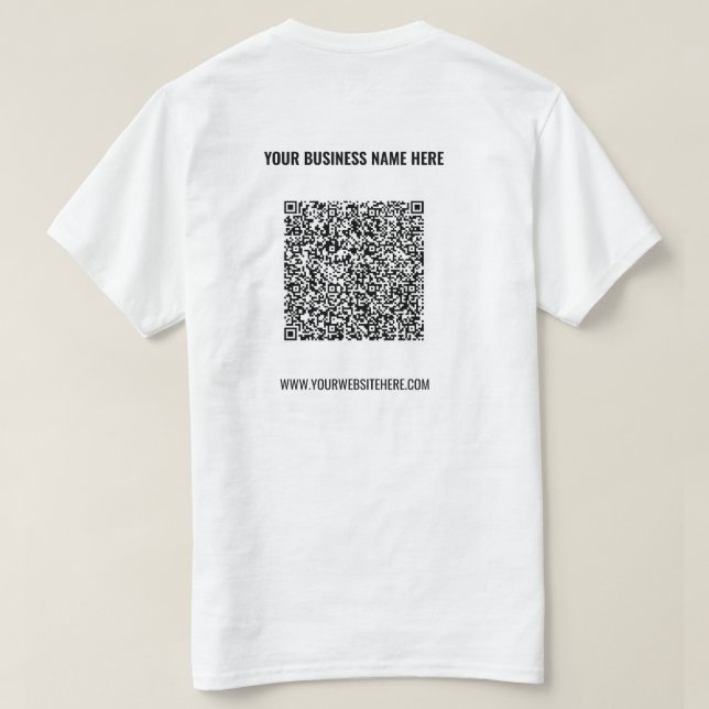 Texto personalizado de Camisa QR - Promocional com (Verso do Design)