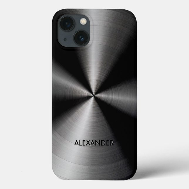 Texto personalizado de padrão metálico preto sem m (Verso)