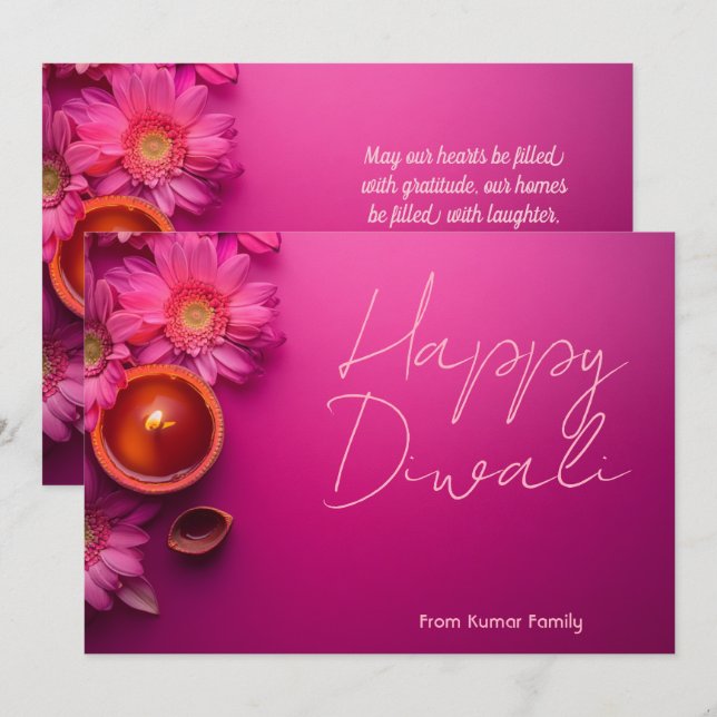 Texto personalizado Diwali Gerbera Cartão Brilho (Frente/Verso)