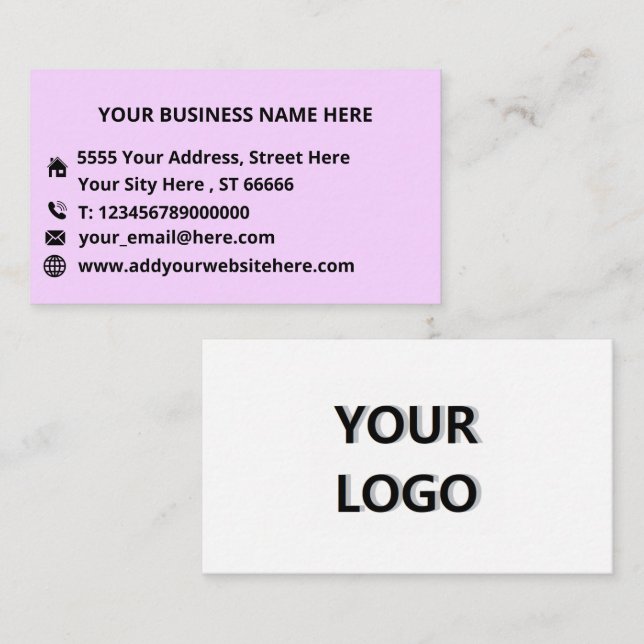 Texto personalizado do logotipo da empresa Cartão  (Frente/Verso)