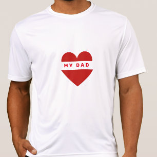 Texto personalizado do Pai na camisa do coração