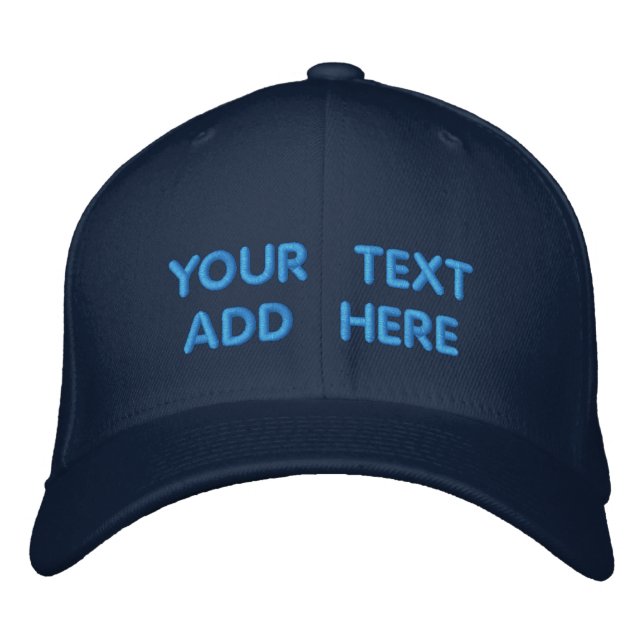 Texto personalizado e Boné bordado de beisebol com (Frente)