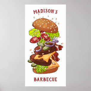 Texto personalizado e cor Grande poster de Burger