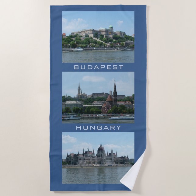 Texto personalizado e toalha de praia em cor Budap (Frente)