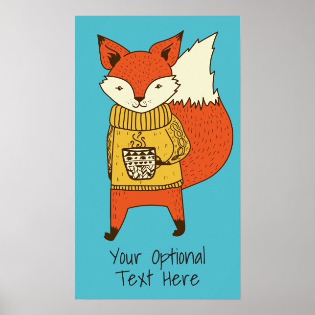 Texto personalizado Fox Illustration poster (Frente)