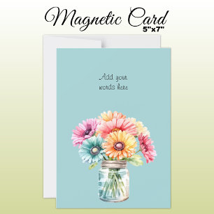 Texto personalizado gerbera cartão magnético azul