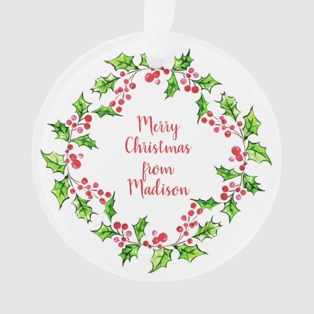 Texto personalizado ornamento de texto de Natal (Frente)