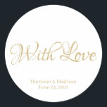 texto personalizado Palavra-cola de etiquetas de f<br><div class="desc">texto personalizado,  nome Dosagem favorito de casamento etiquetas adesivas com dourado falso de amor em fundo branco</div>