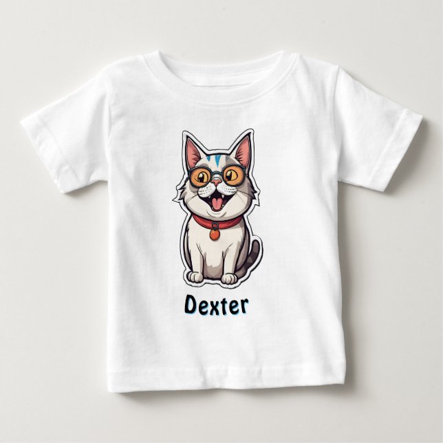 Texto Personalizado Texto do Cat Sticker T-Shirt (Frente)