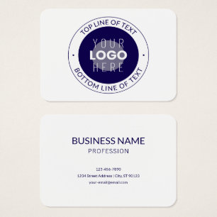 Texto Personalizável & Seu Logotipo   Azul Escuro 