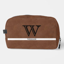 Texto Preto Do Couro Monograma Nome Dopp Kit