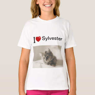 Texto preto personalizado do Cat T-Shirt