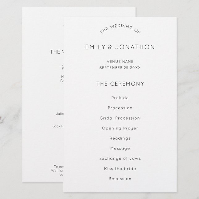 Texto Simples do Orçamento Programa de Casamento B (Frente/Verso)