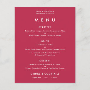 Texto Simples Menu Casamento Magenta