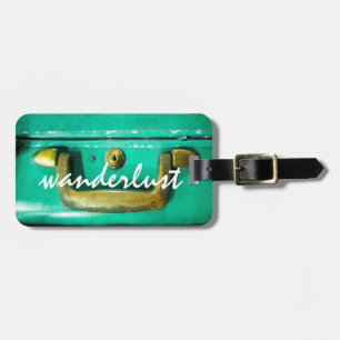 texto wanderlust da etiqueta de mala teal de desig