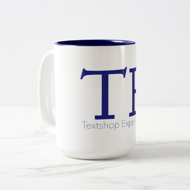 Textshop experimenta caneca de café (Frente Esquerda)