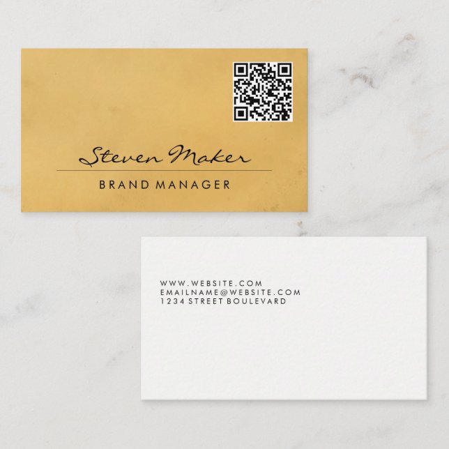 Textura castanha | Cartão de visita de código QR (Frente/Verso)