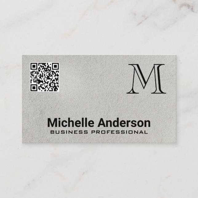 Textura de cinza | Cartão de visita de Código QR M (Frente)