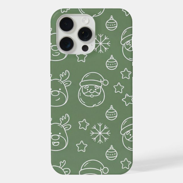 Textura de Natal verde com elementos festivos (Verso)