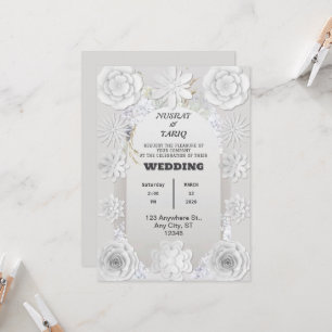 Textura Floral Nikah Convite Islâmico para Casamen