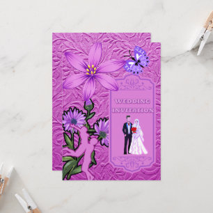 Textura Floral Rosa Convite para Casamento Islâmic