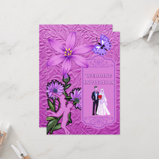 Textura Floral Rosa Convite para Casamento Islâmic